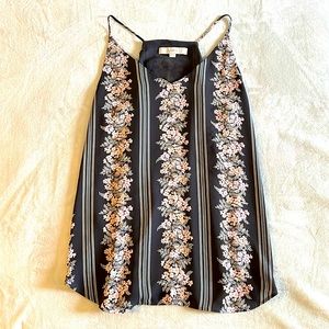 Loft Gray and Pink Floral Cami, EUC Sz M